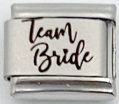 9mm Laser Italian Charm - Team Bride