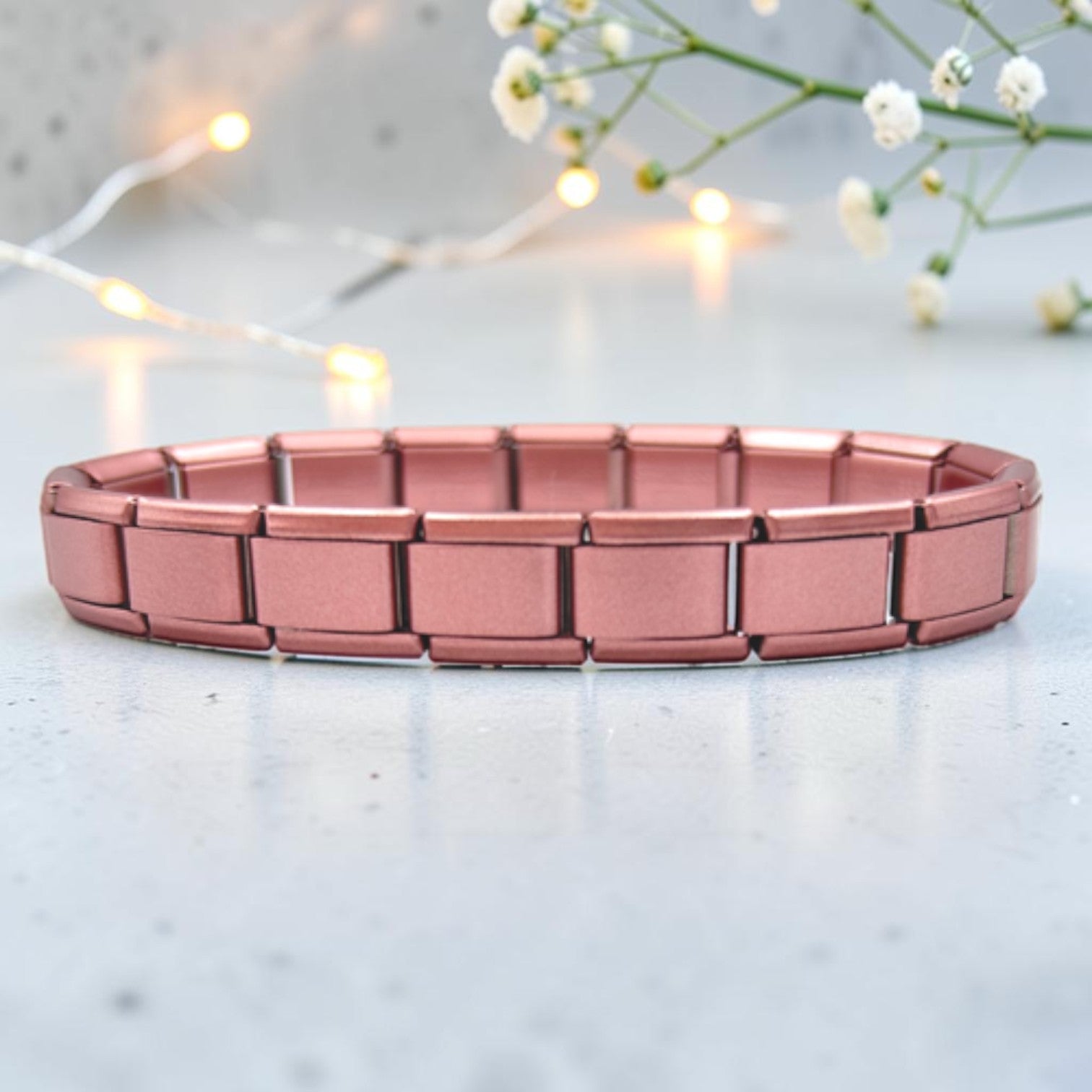 9mm Matte Metallic Pink Italian Charm Starter Bracelet (Discontinued)