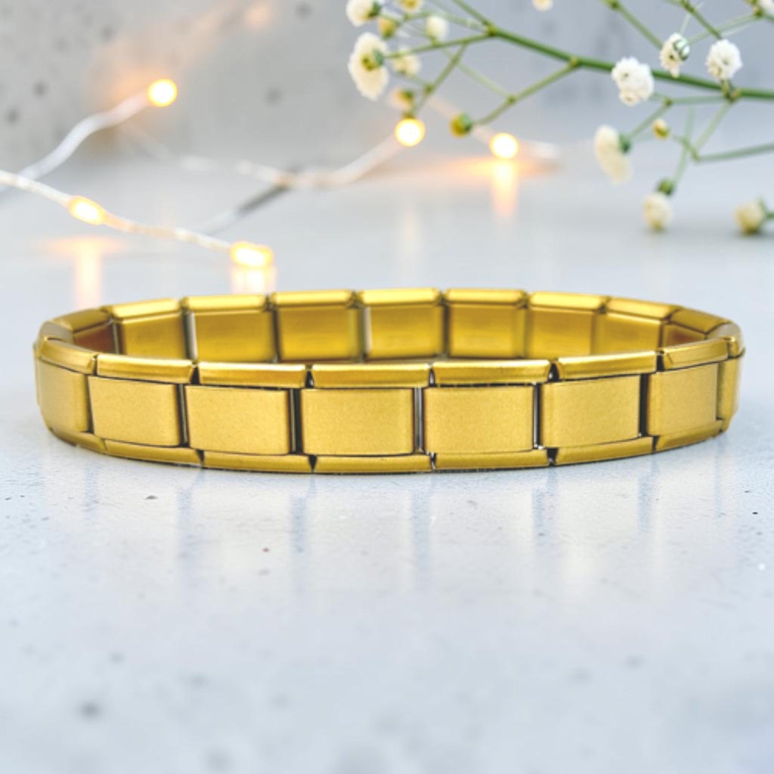 9mm Matte Metallic Gold Italian Charm Starter Bracelet (Discontinued)
