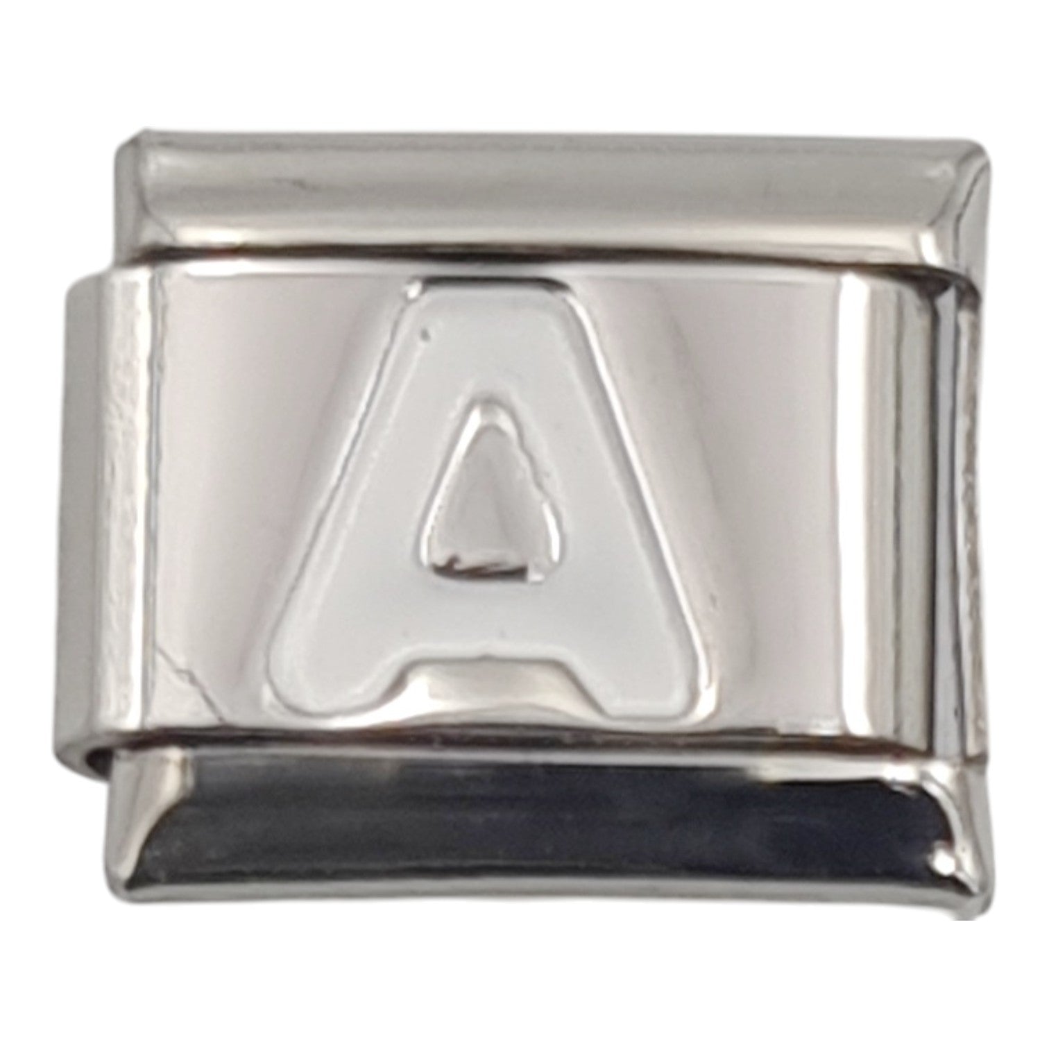 9mm White Letter A Charm