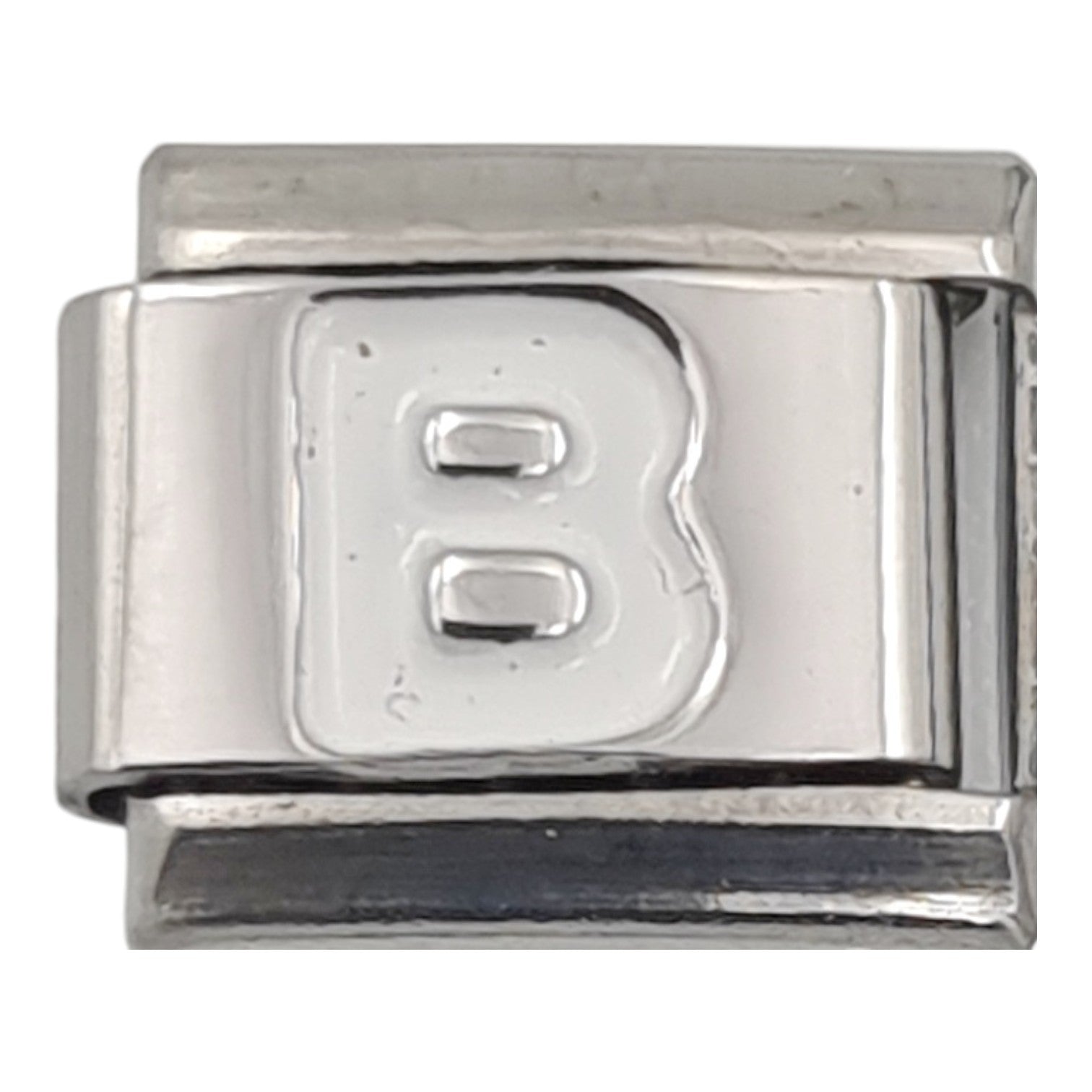 9mm White Letter B Charm