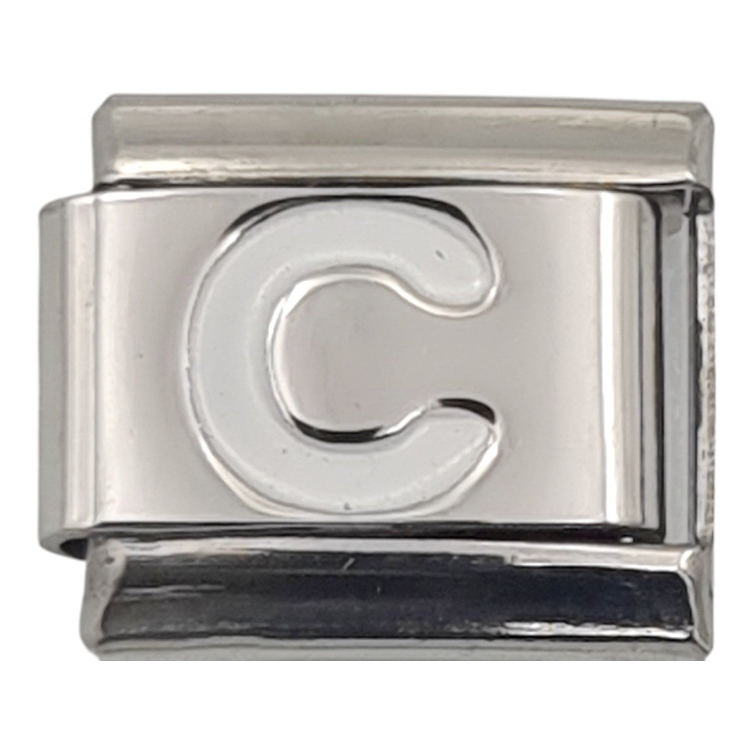 9mm White Letter C Charm