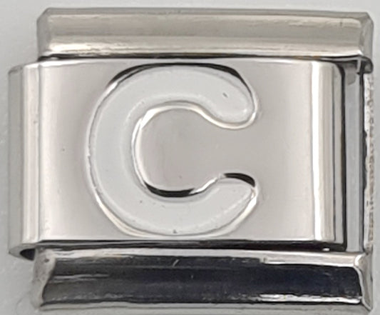 9mm White Letter C Charm