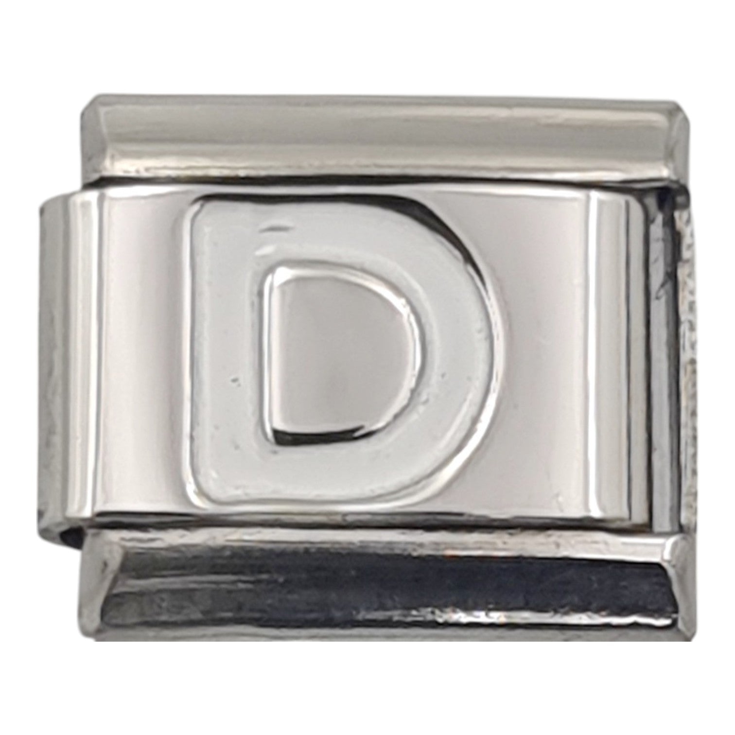 9mm White Letter D Charm