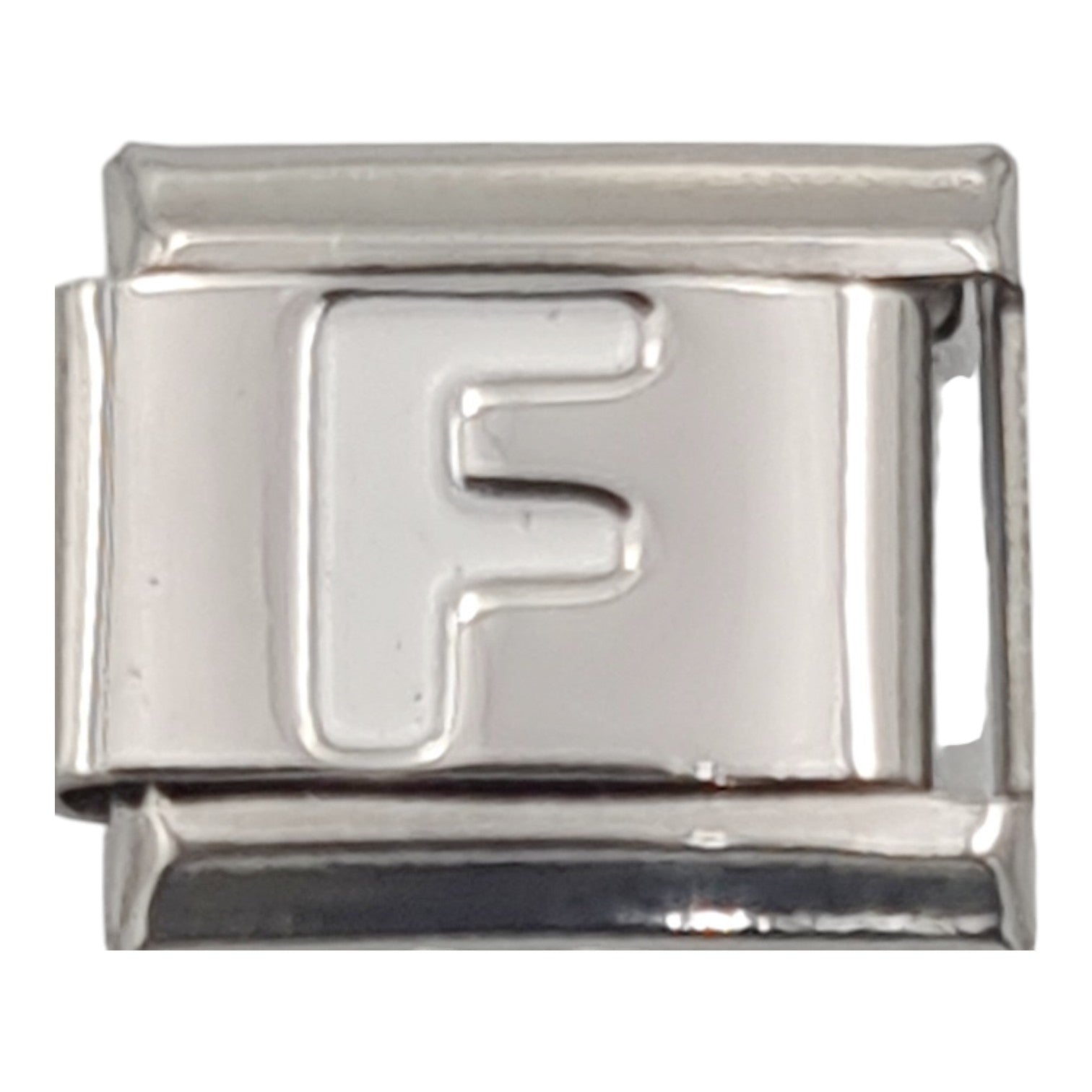 9mm White Letter F Charm