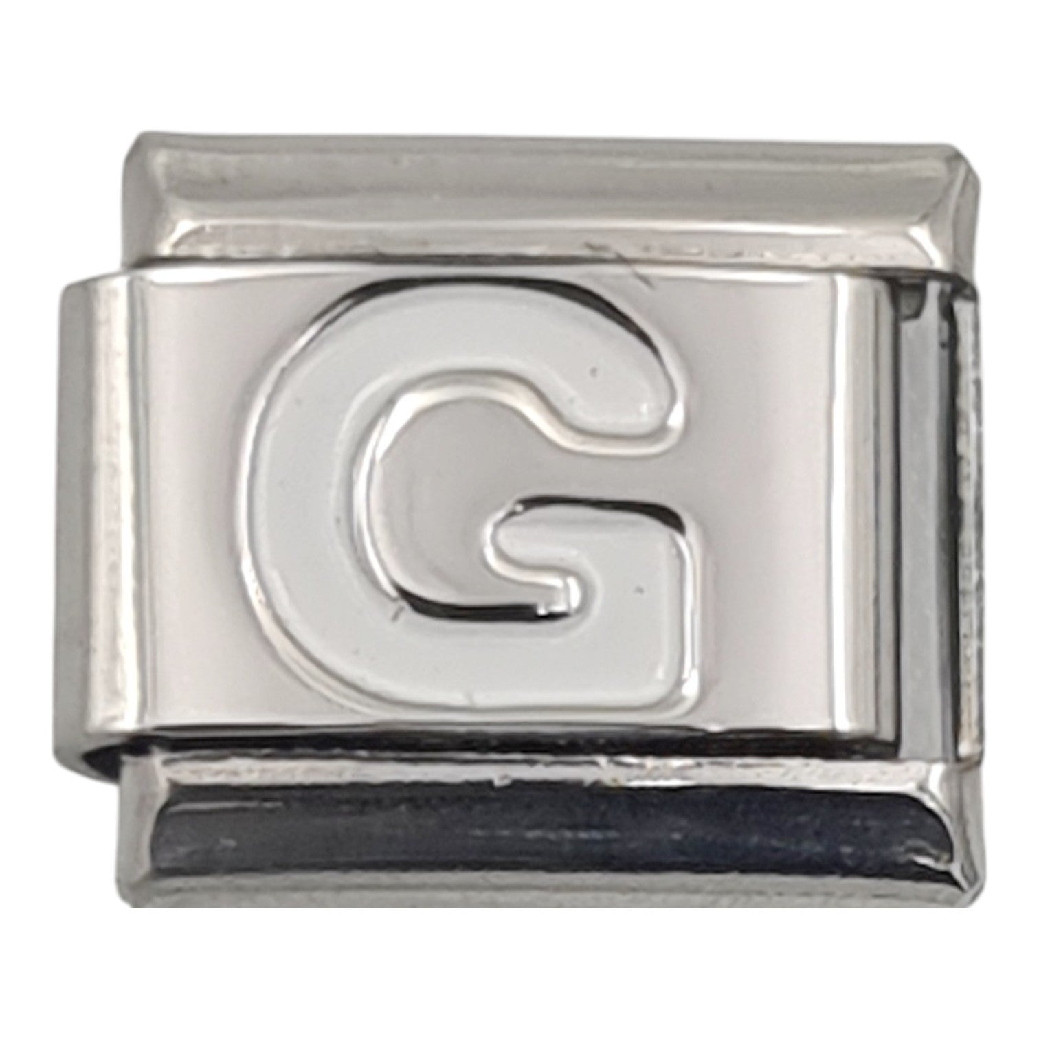 9mm White Letter G Charm