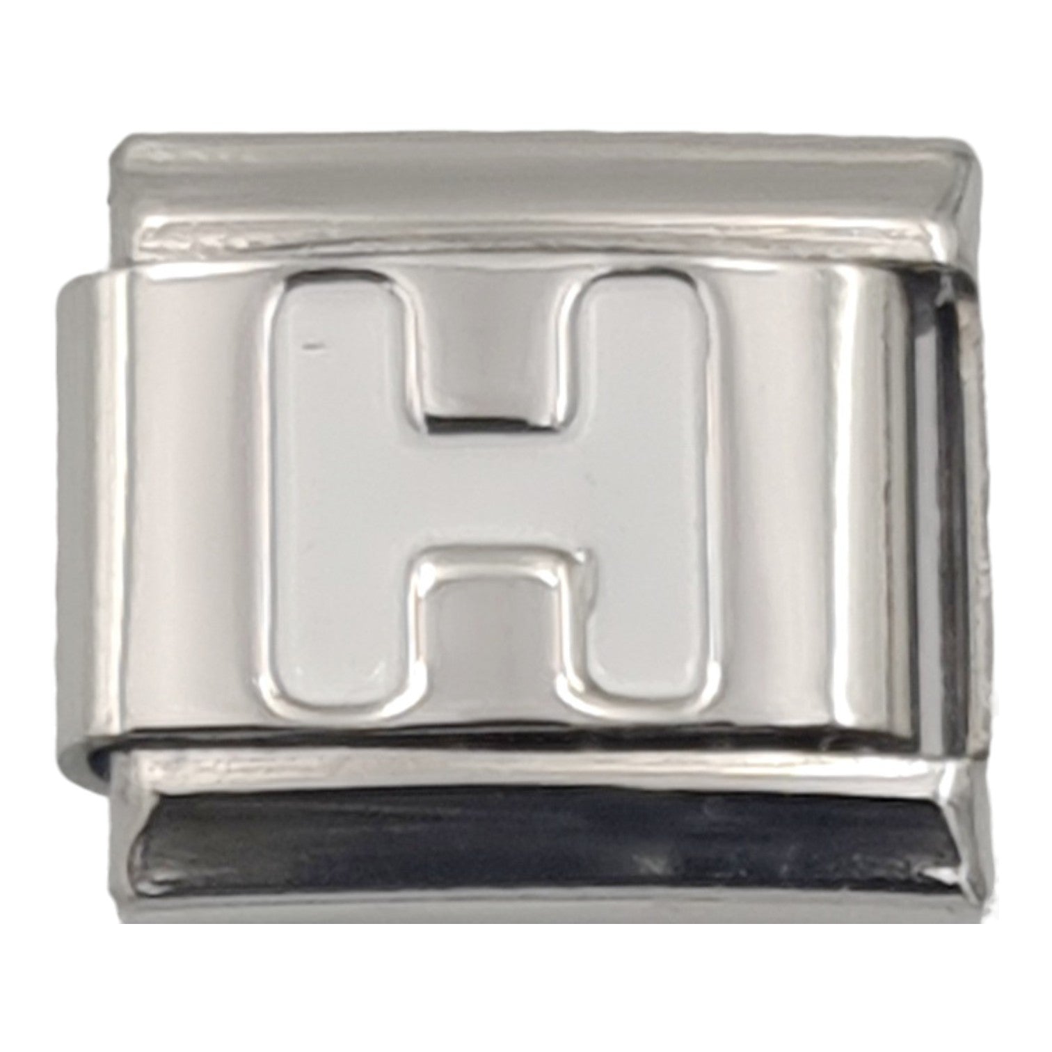 9mm White Letter H Charm