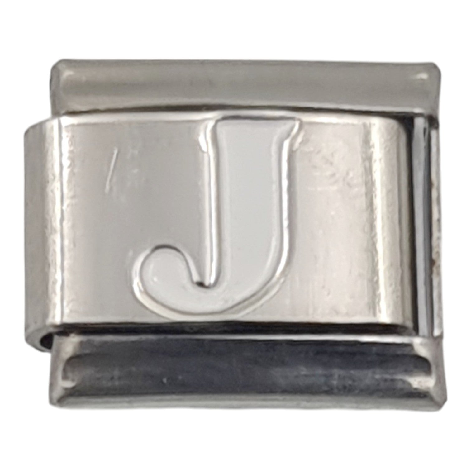9mm White Letter J Charm
