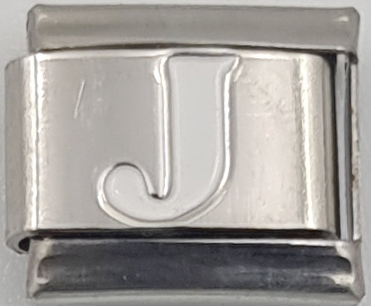 9mm White Letter J Charm