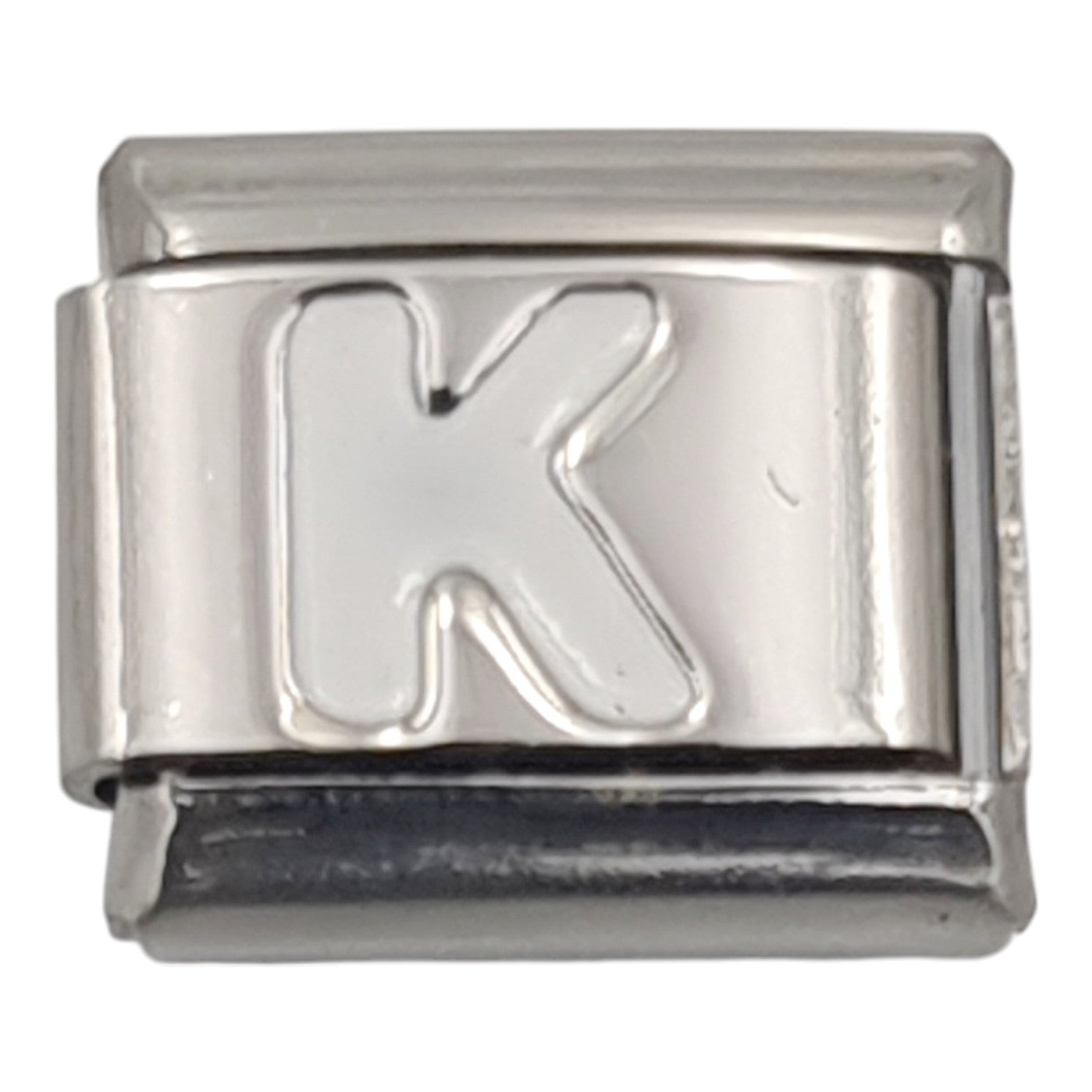 9mm White Letter K Charm