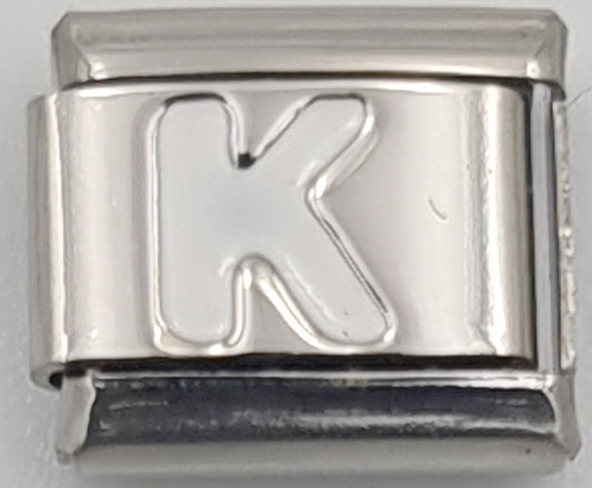 9mm White Letter K Charm