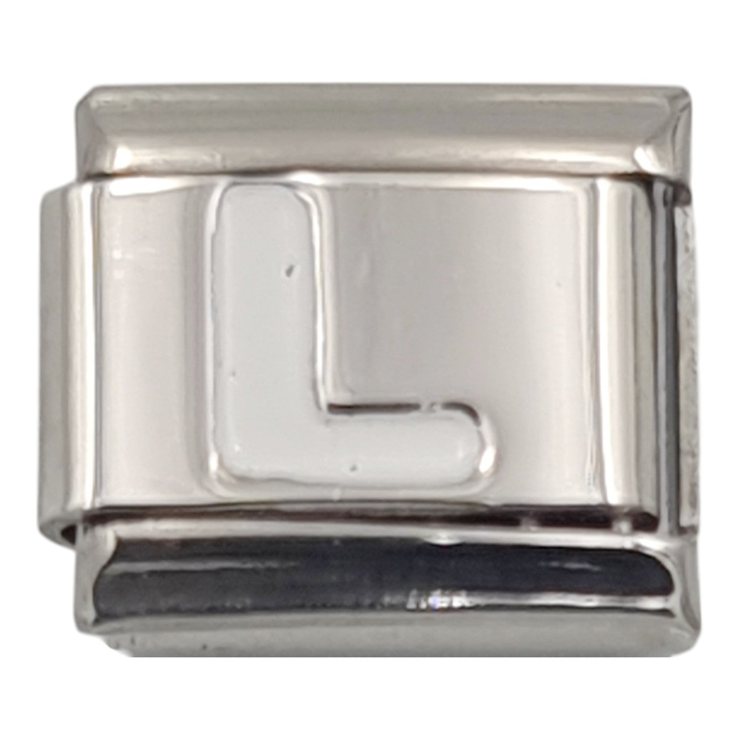 9mm White Letter L Charm