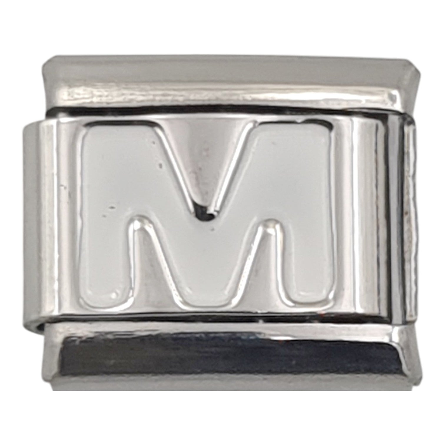 9mm White Letter M Charm