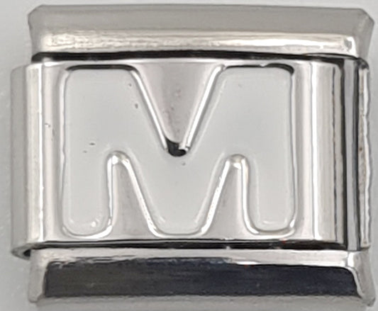 9mm White Letter M Charm