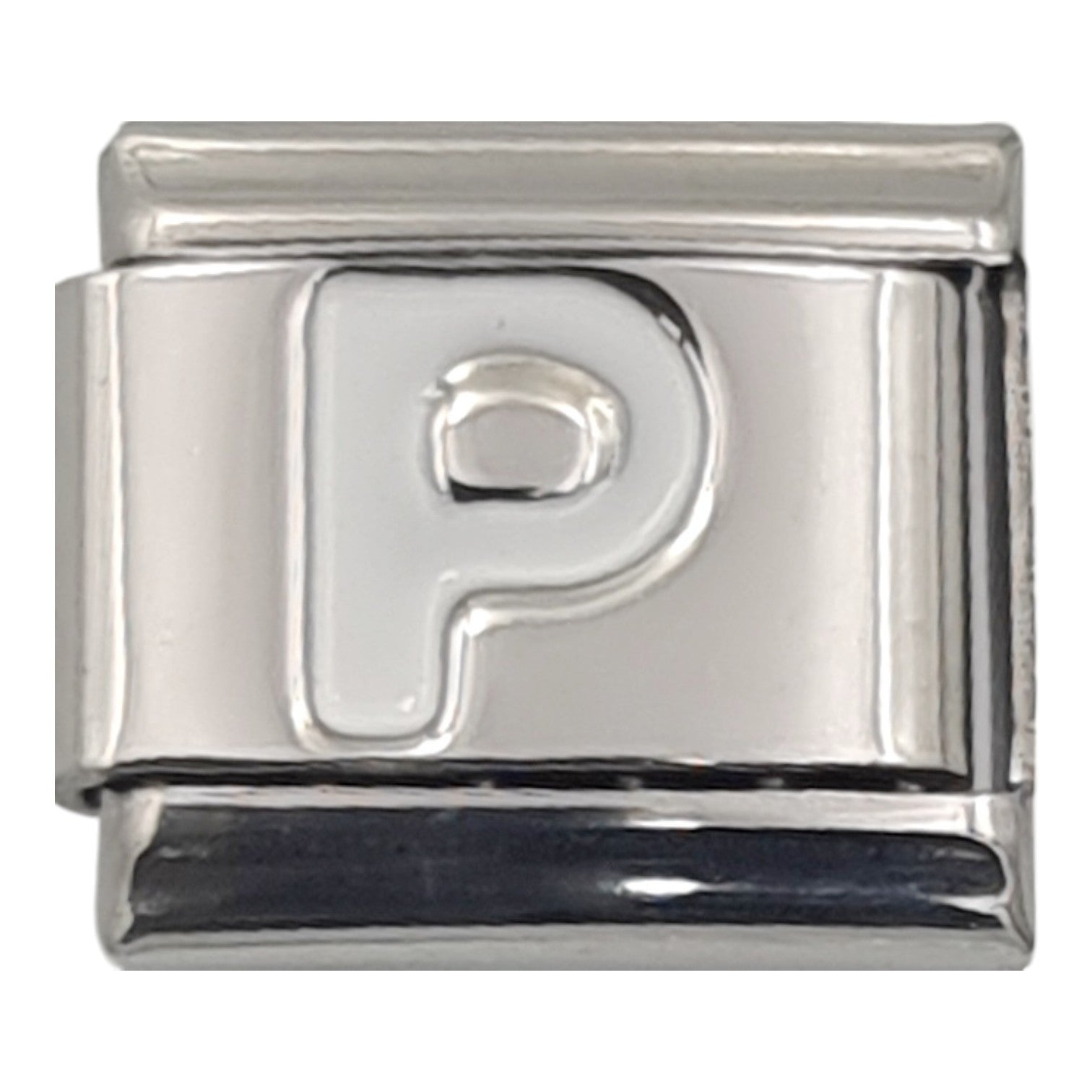 9mm White Letter P Charm