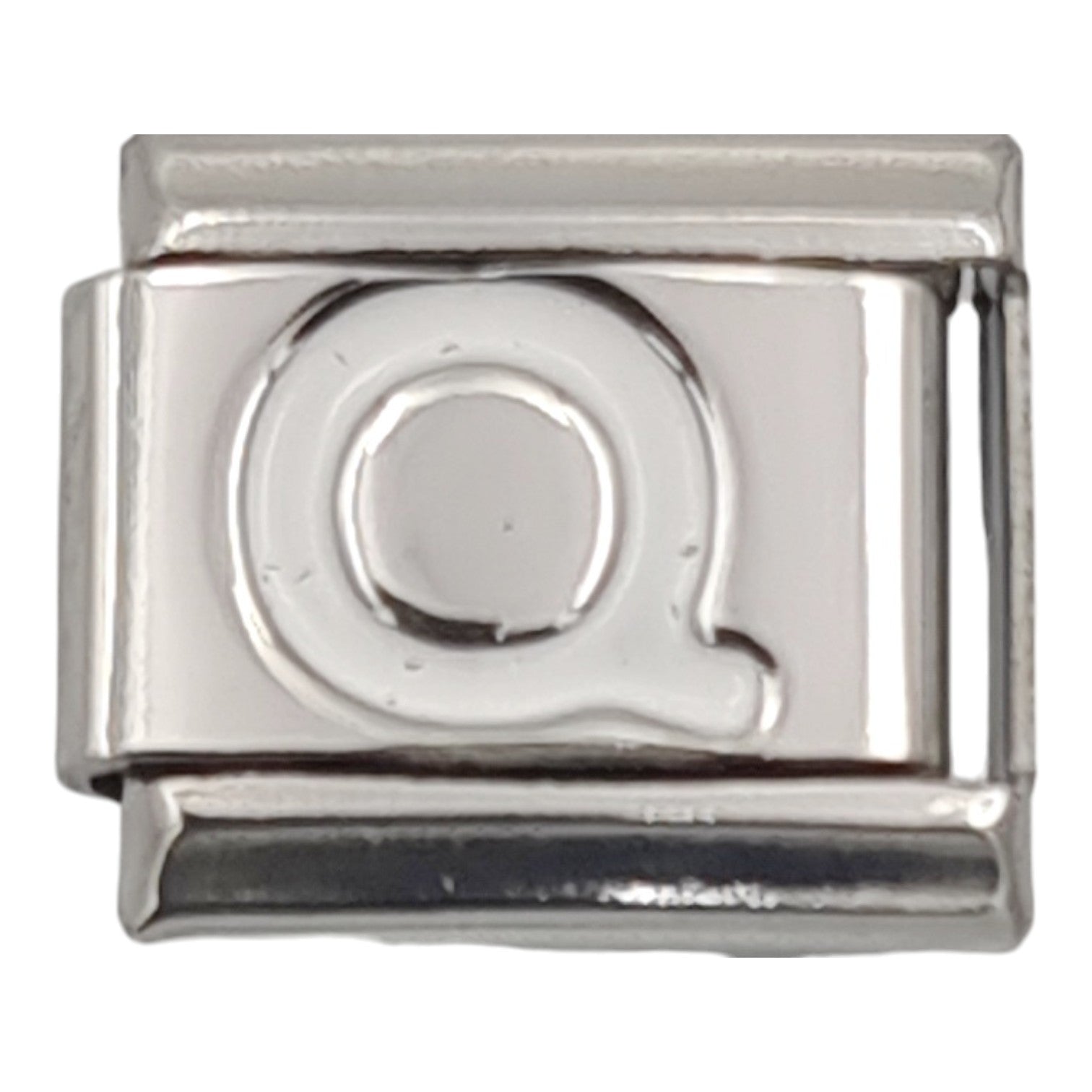 9mm White Letter Q Charm
