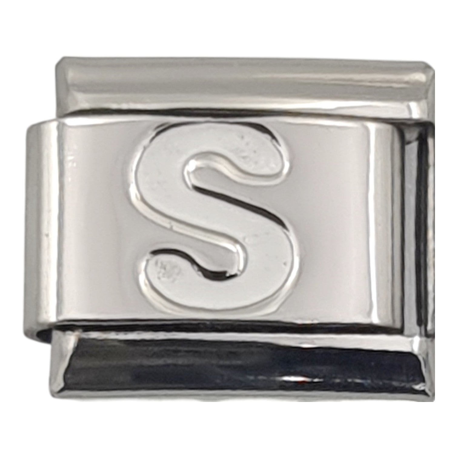 9mm White Letter S Charm