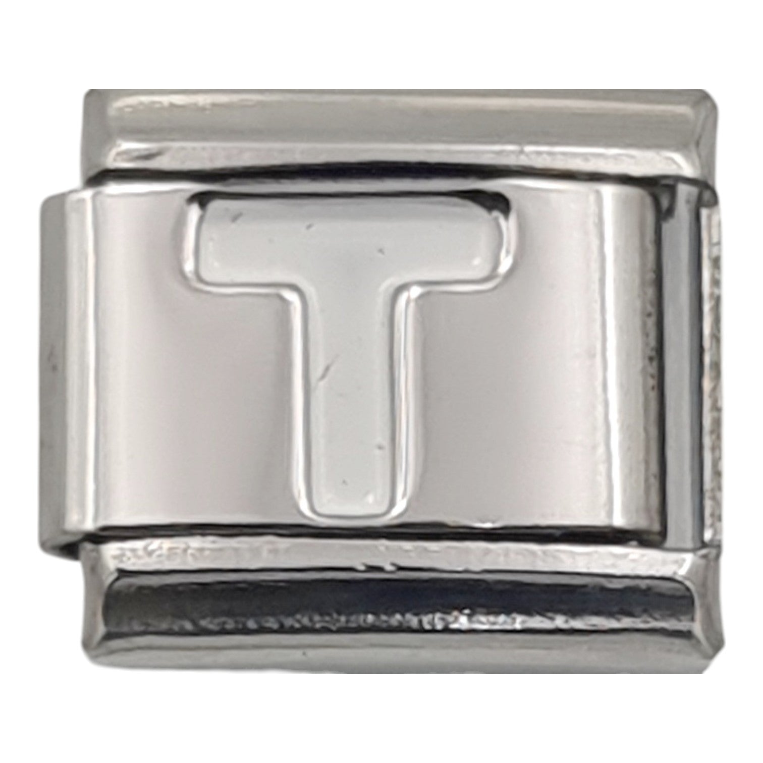 9mm White Letter T Charm