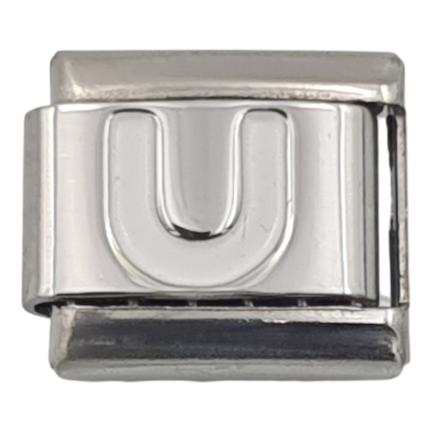 9mm White Letter U Charm