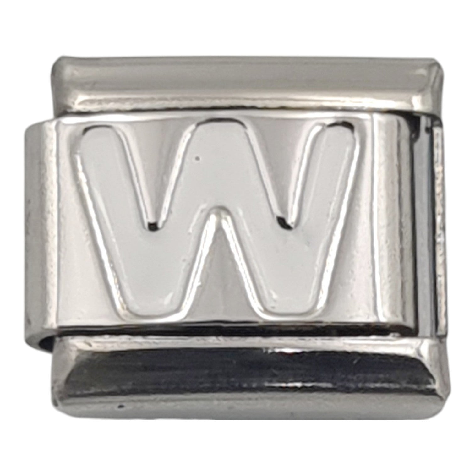 9mm White Letter W Charm