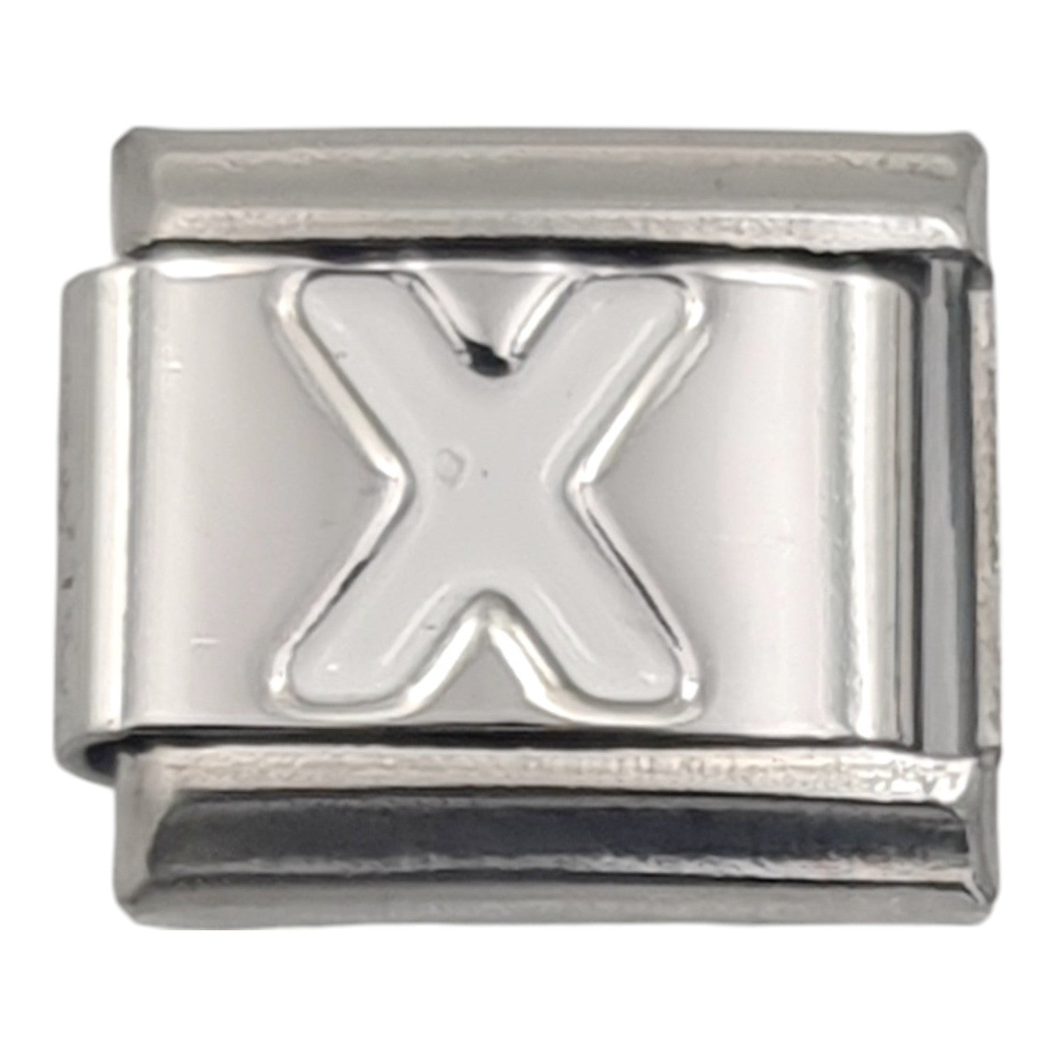 9mm White Letter X Charm