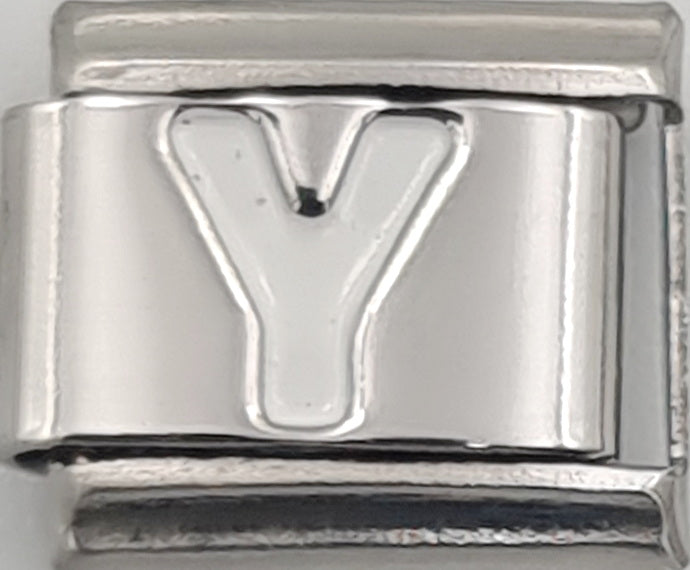 9mm White Letter Y Charm