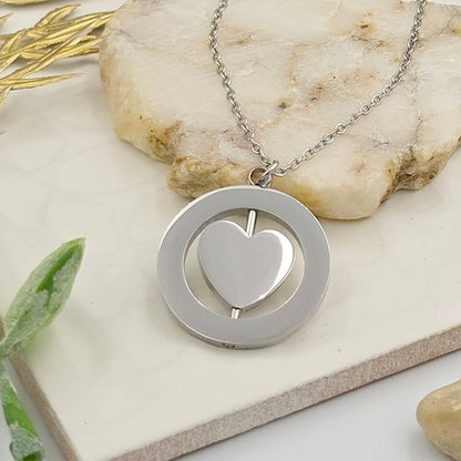 Custom Engraved Spinning Heart Pendant