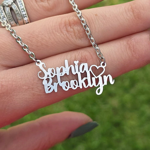 Custom Names Necklace with Heart