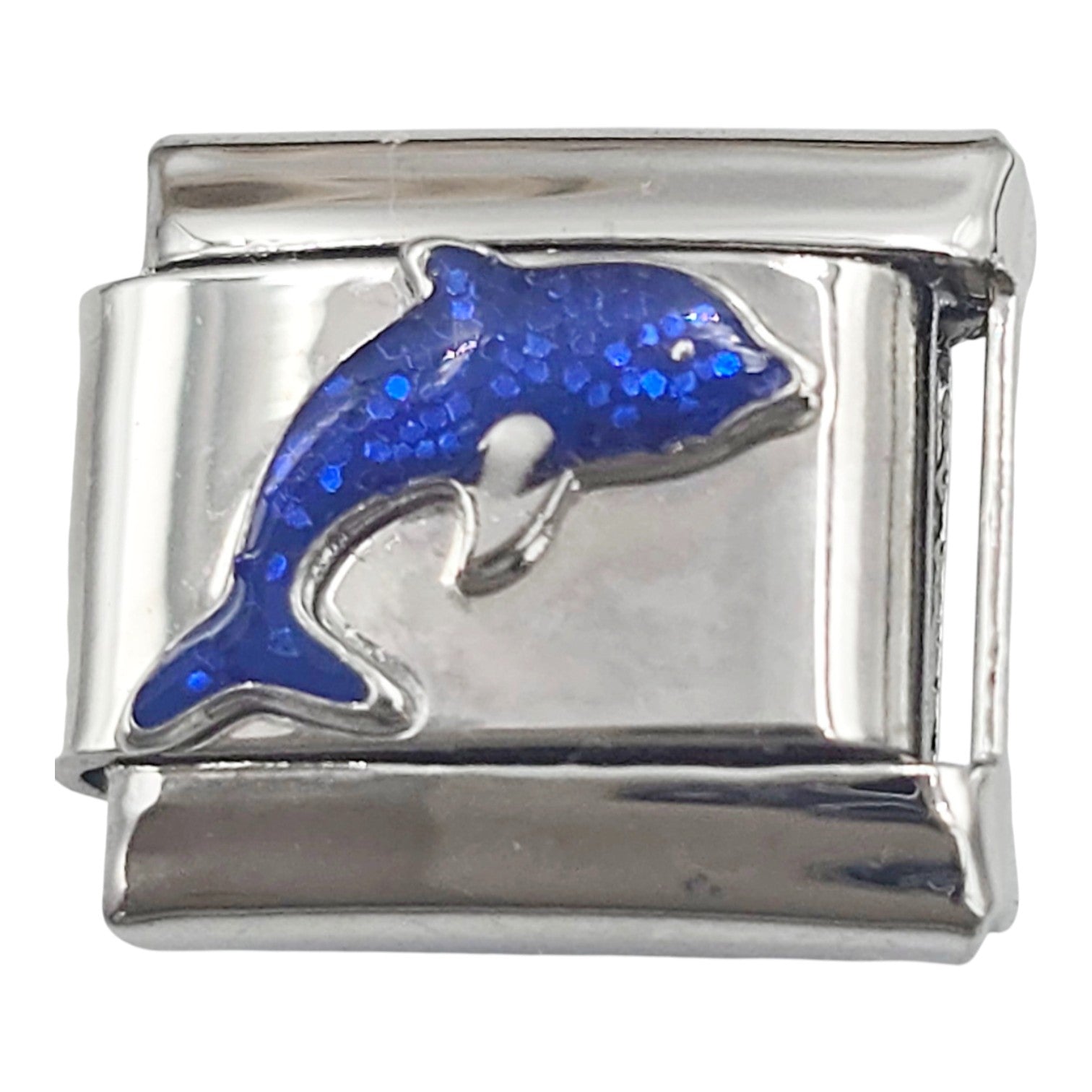 Blue Glitter Dolphin 9mm Charm