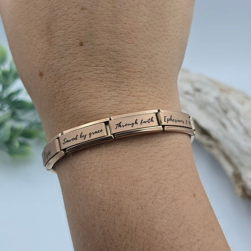 9mm Personalized Scripture Italian Charm Bracelet Ephesians 2:8