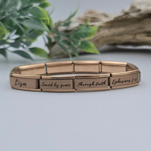 9mm Personalized Scripture Italian Charm Bracelet Ephesians 2:8