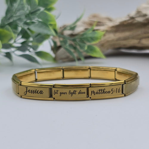 9mm Personalized Scripture Italian Charm Bracelet Matthew 5:16