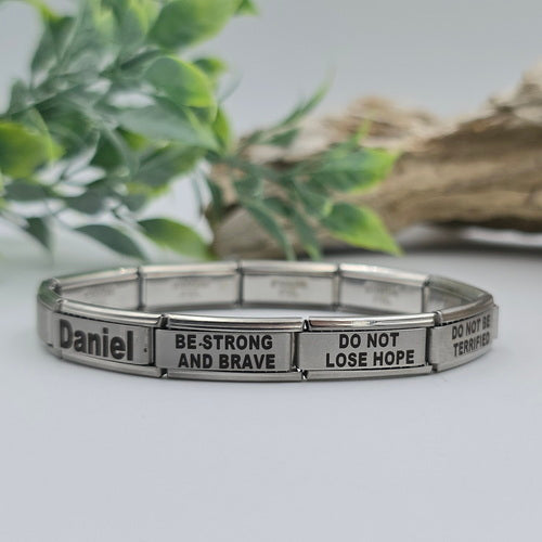 9mm Personalized Scripture Italian Charm Bracelet Joshua 1:9