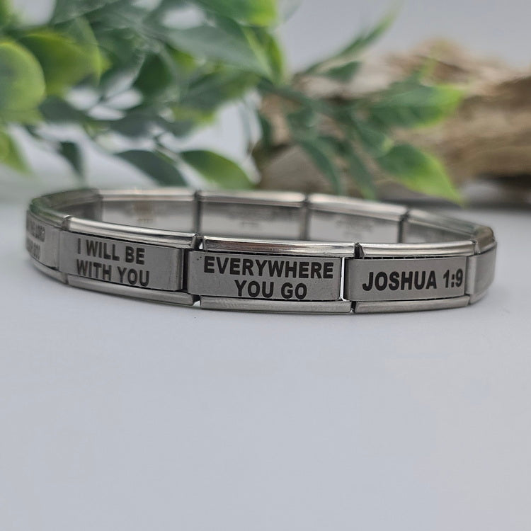 9mm Personalized Scripture Italian Charm Bracelet Joshua 1:9
