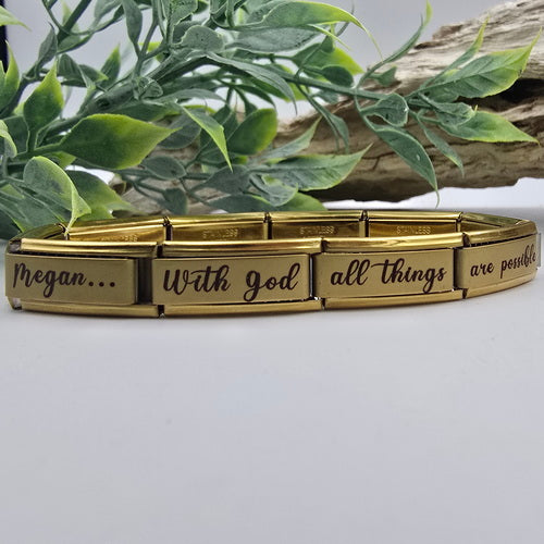 9mm Personalized Scripture Italian Charm Bracelet Matthew 19:26