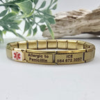 9mm Medical Alert Charm Bracelet Matte Gold