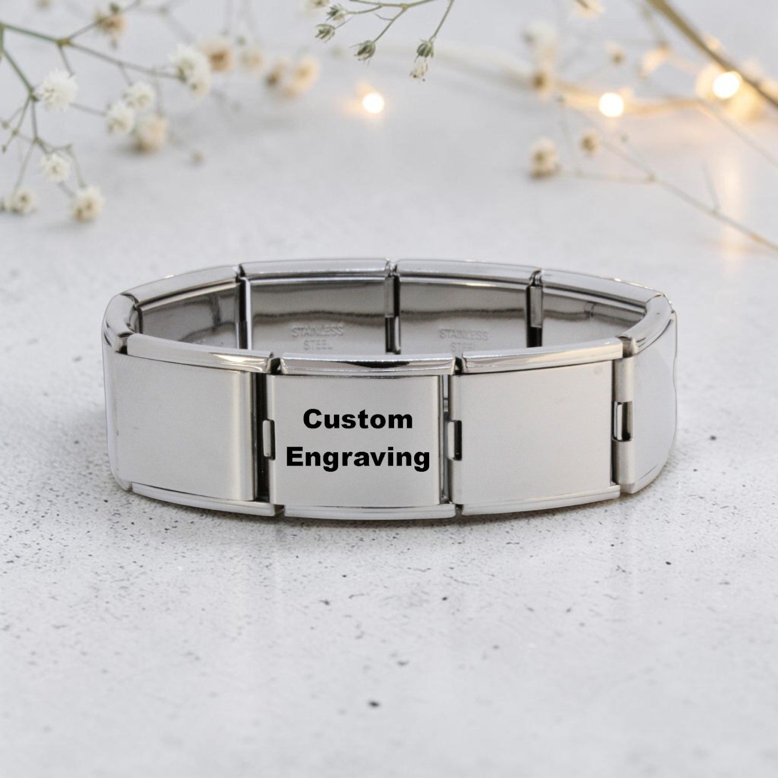 Megalink Engraved Italian Charm Bracelet