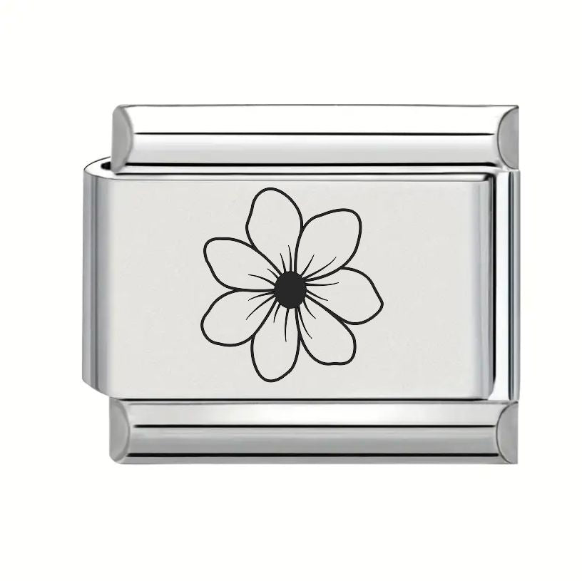 9mm Laser Engraved Charm - Flower 2