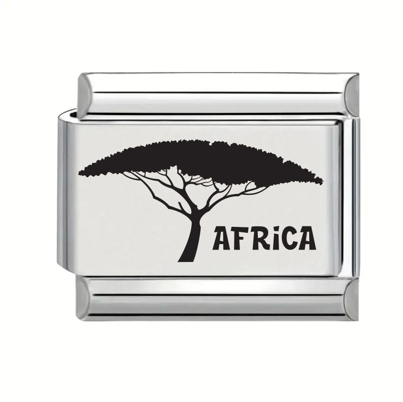 9mm Laser Engraved Charm - Africa