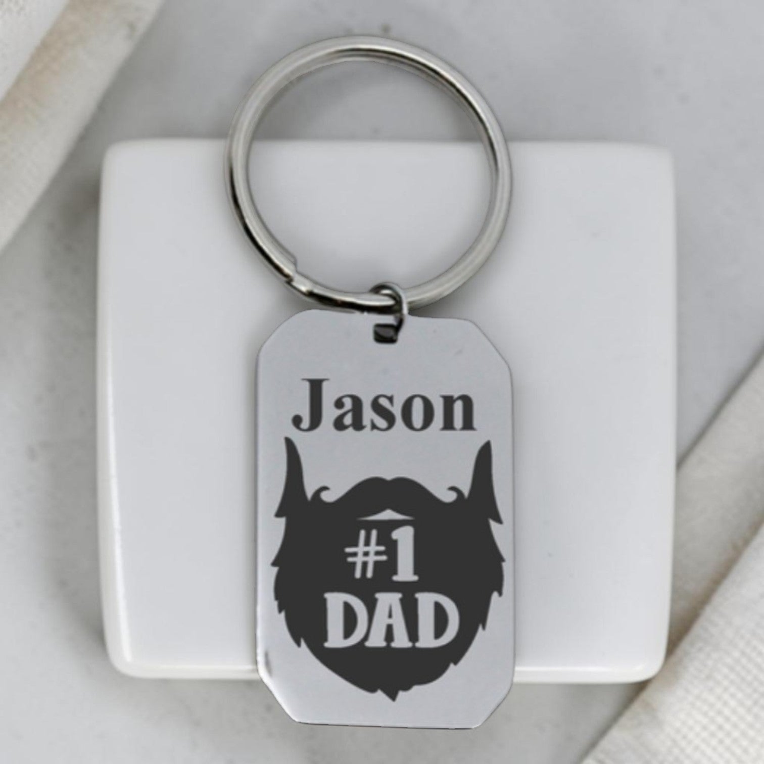 #1 Dad Personalized Engraved Keyring
