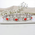 9mm Custom Engraved Red Stone Italian Charm Bracelet
