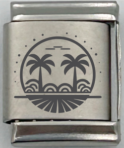 13mm Laser Engraved Charm - Palm Trees