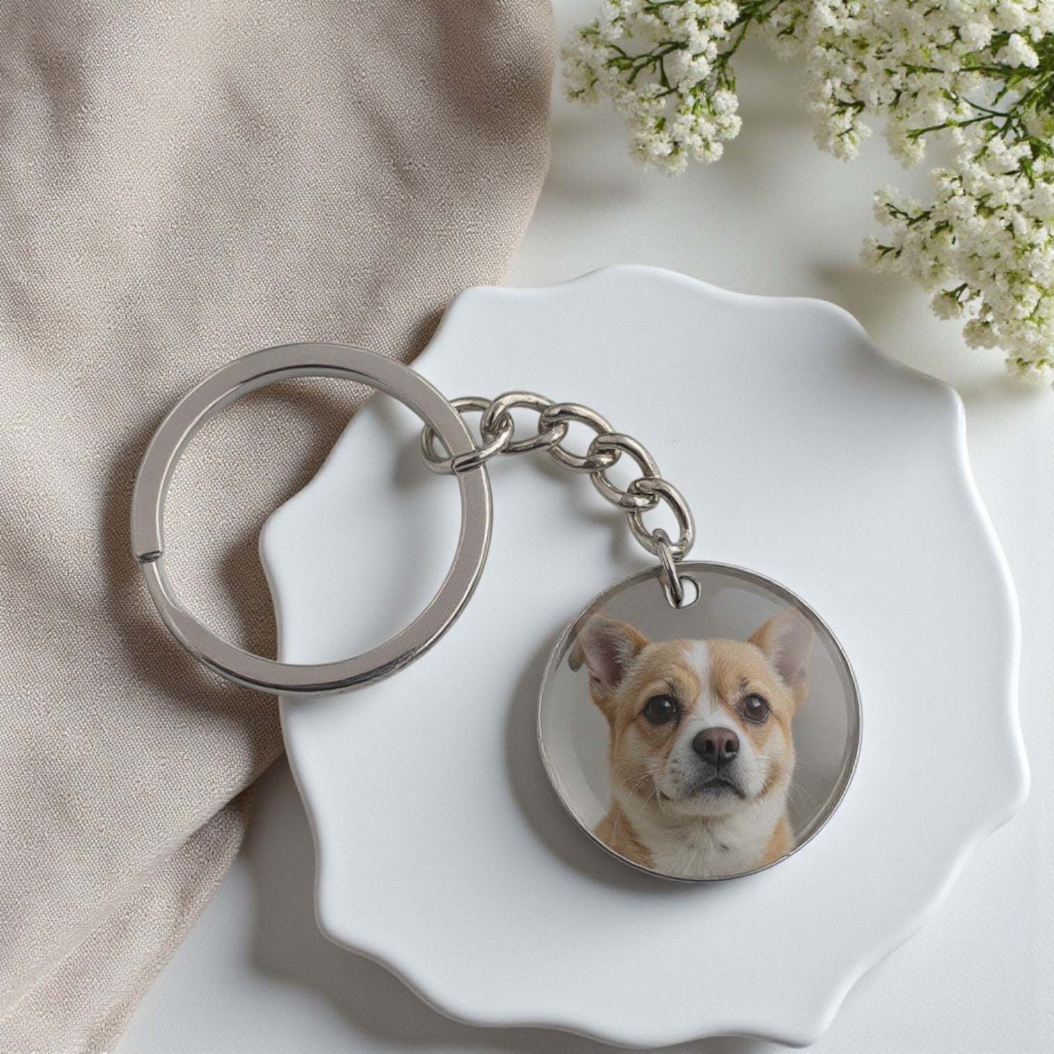 Printed 30mm Round Keyring