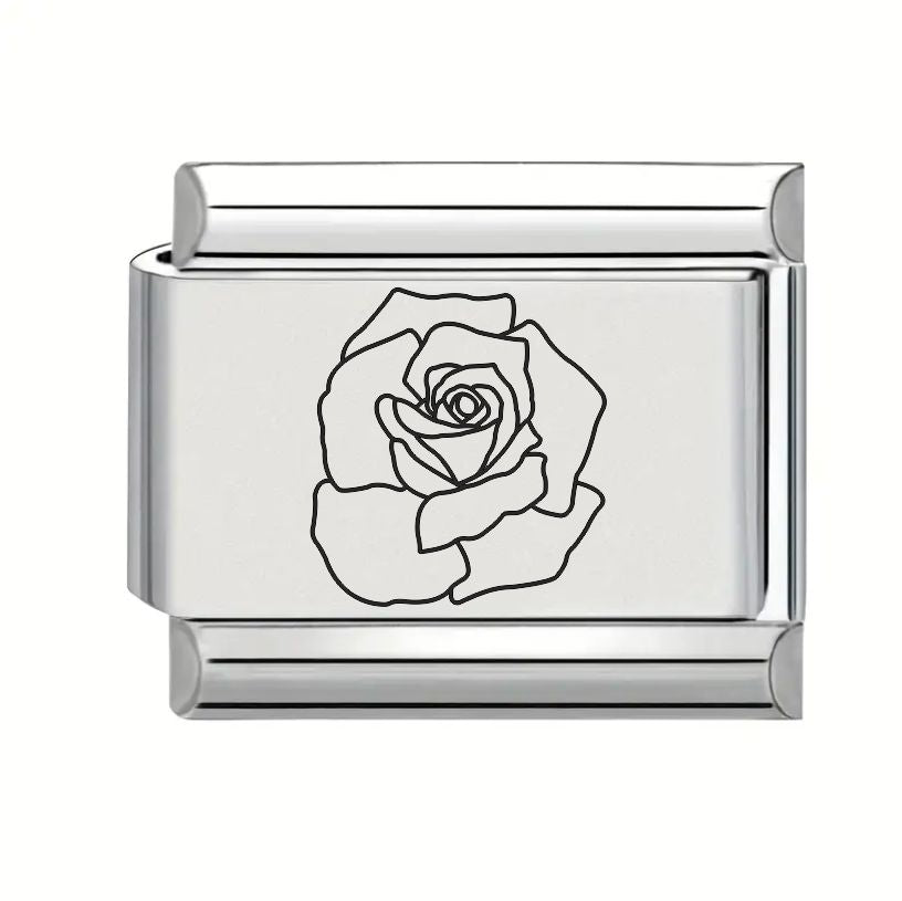 9mm Laser Engraved Charm - Flower 4