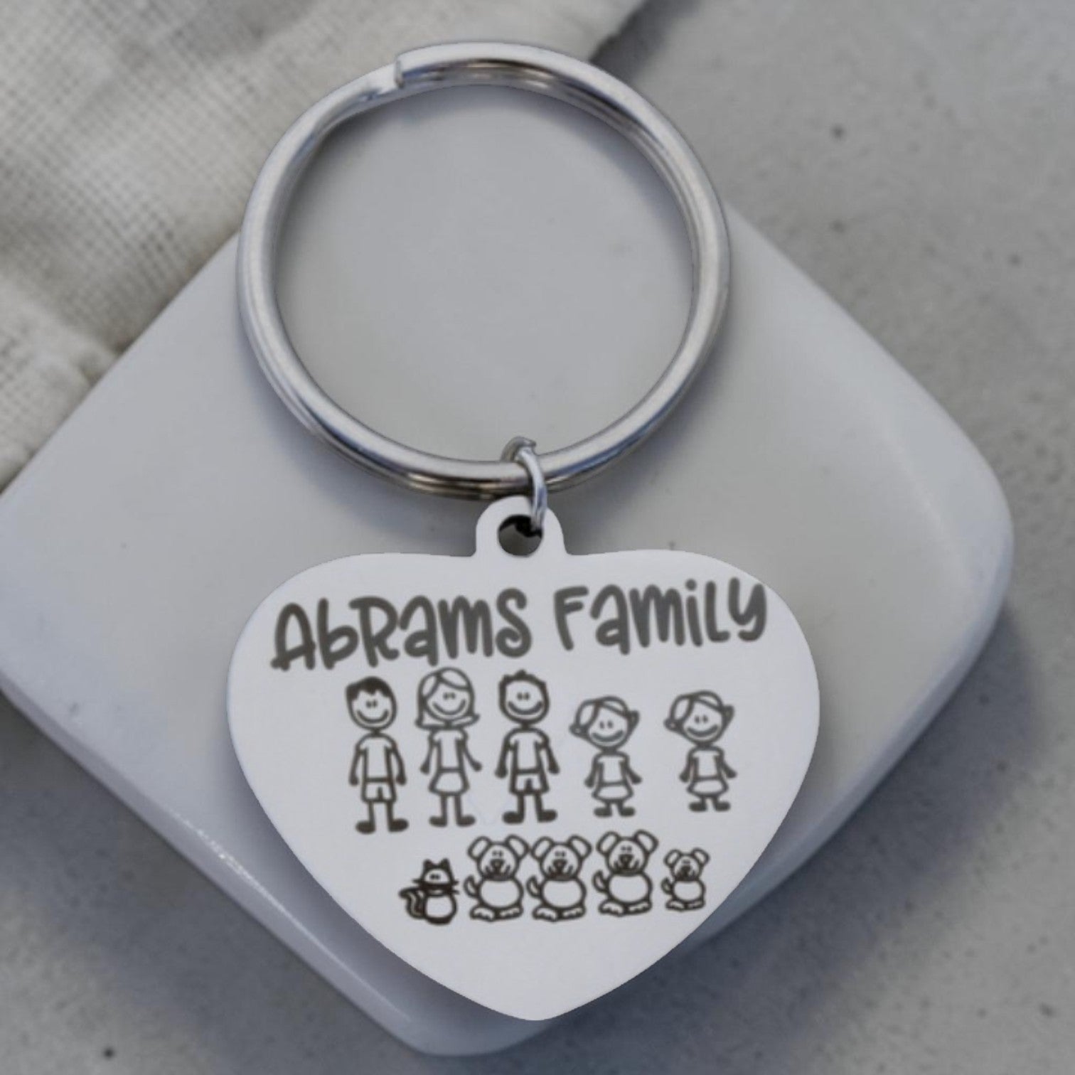 Stick Family Custom Engraved Keyring