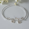 Stainless Steel Branch Bangle 2 Heart Charms