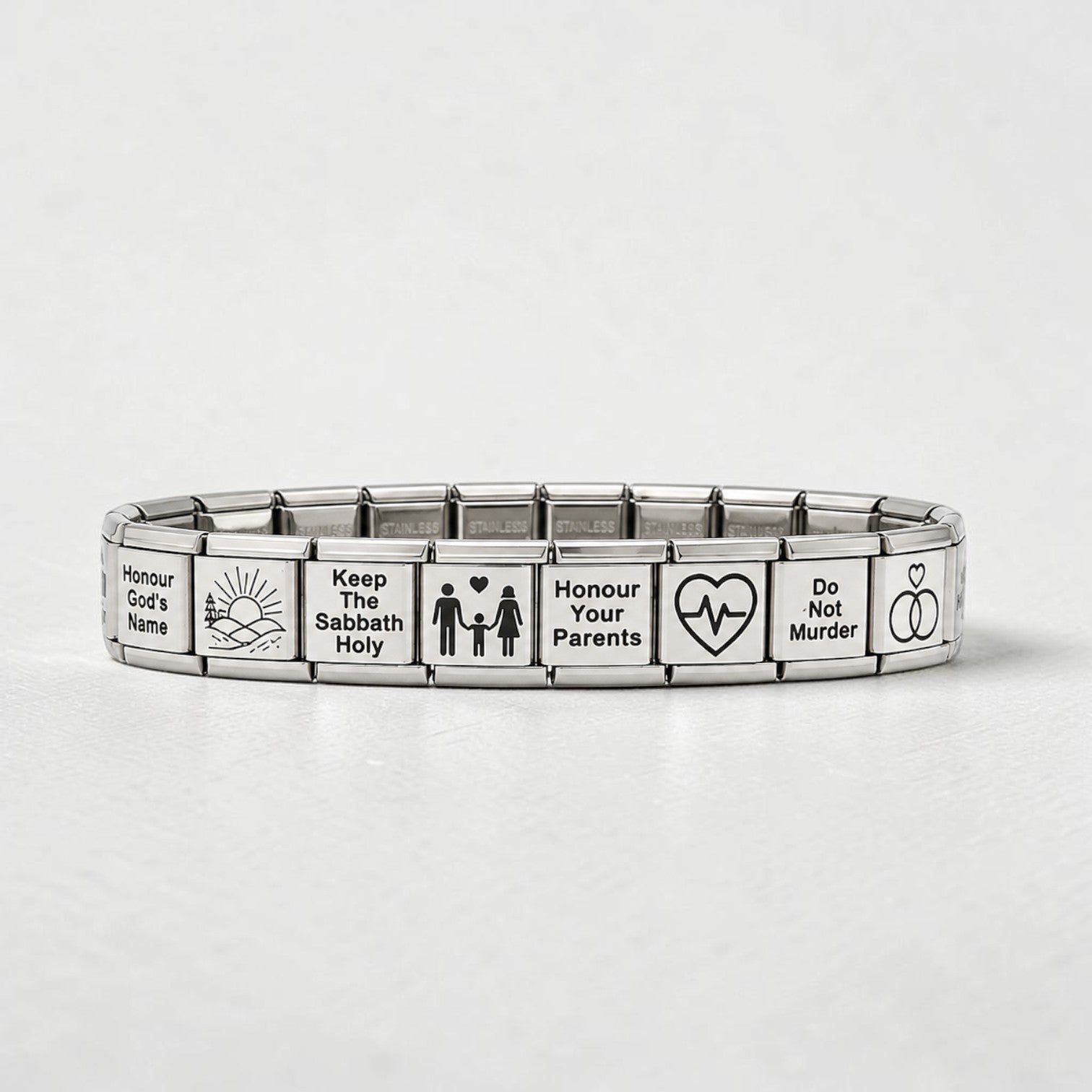 13mm Italian Charm Bracelet - 10 Commandments