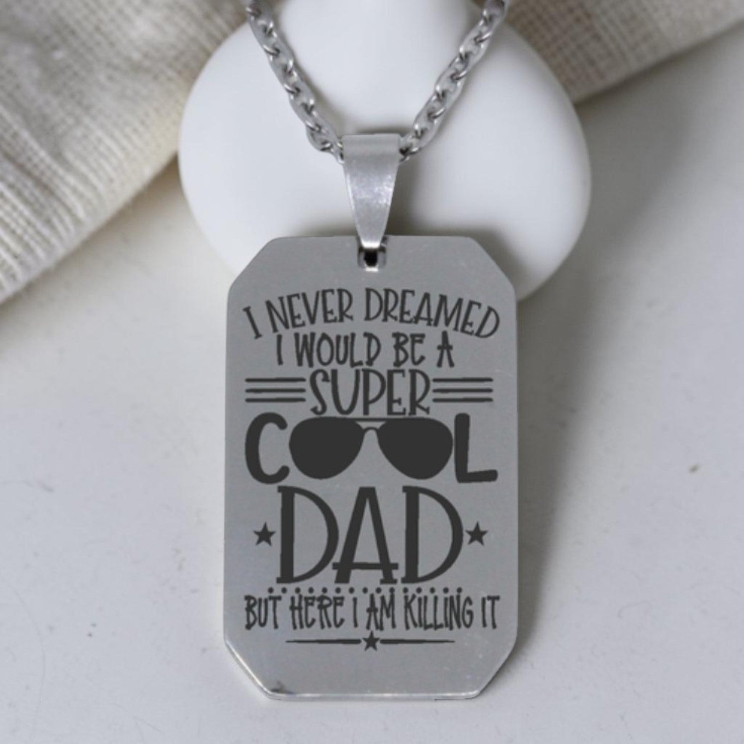 Engraved Dog Tag Pendant and Chain