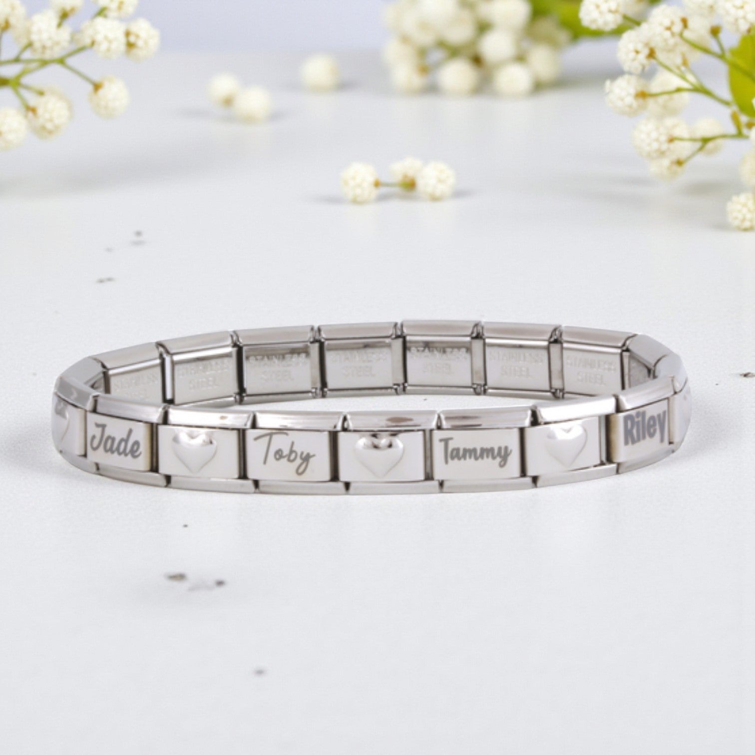 9mm Engraved Heart Italian Charm Bracelet