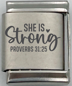 13mm Laser Engraved Charm - She is Strong